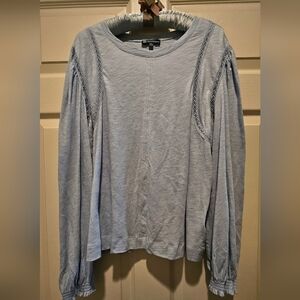 Women's Democracy Light Blue Lace Accent Blouse. Size Large.